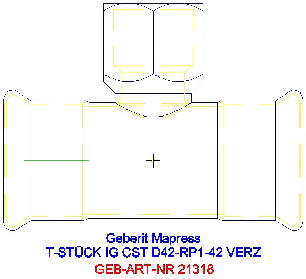 GE Mapress C-Stahl T-Stück mit IG d42-Rp1-42 verzinkt_21318_A