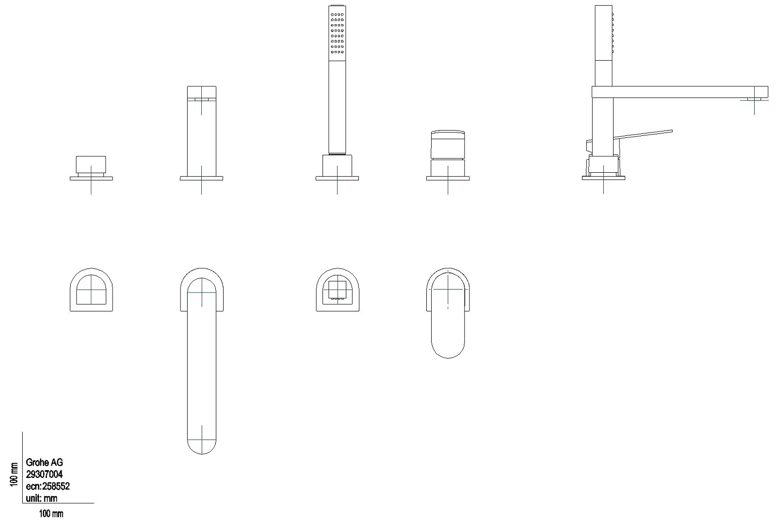 GROHE 4-Loch-EH-Wannenkombination Plus 29307_4 Brauseset Euphoria Cube chrom