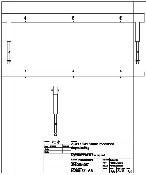 Armatureneinh., Edst., doppelreihig, 6 Waschplätze, 2400 mm, Wasserans un., AQFU0241
