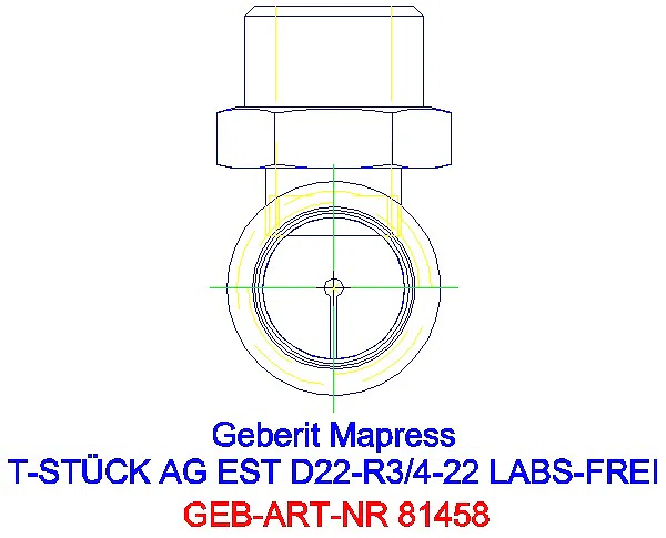 GE Mapress Edelstahl T-Stück mit AG (LABS-frei) d22-R3/4-22_81458_L