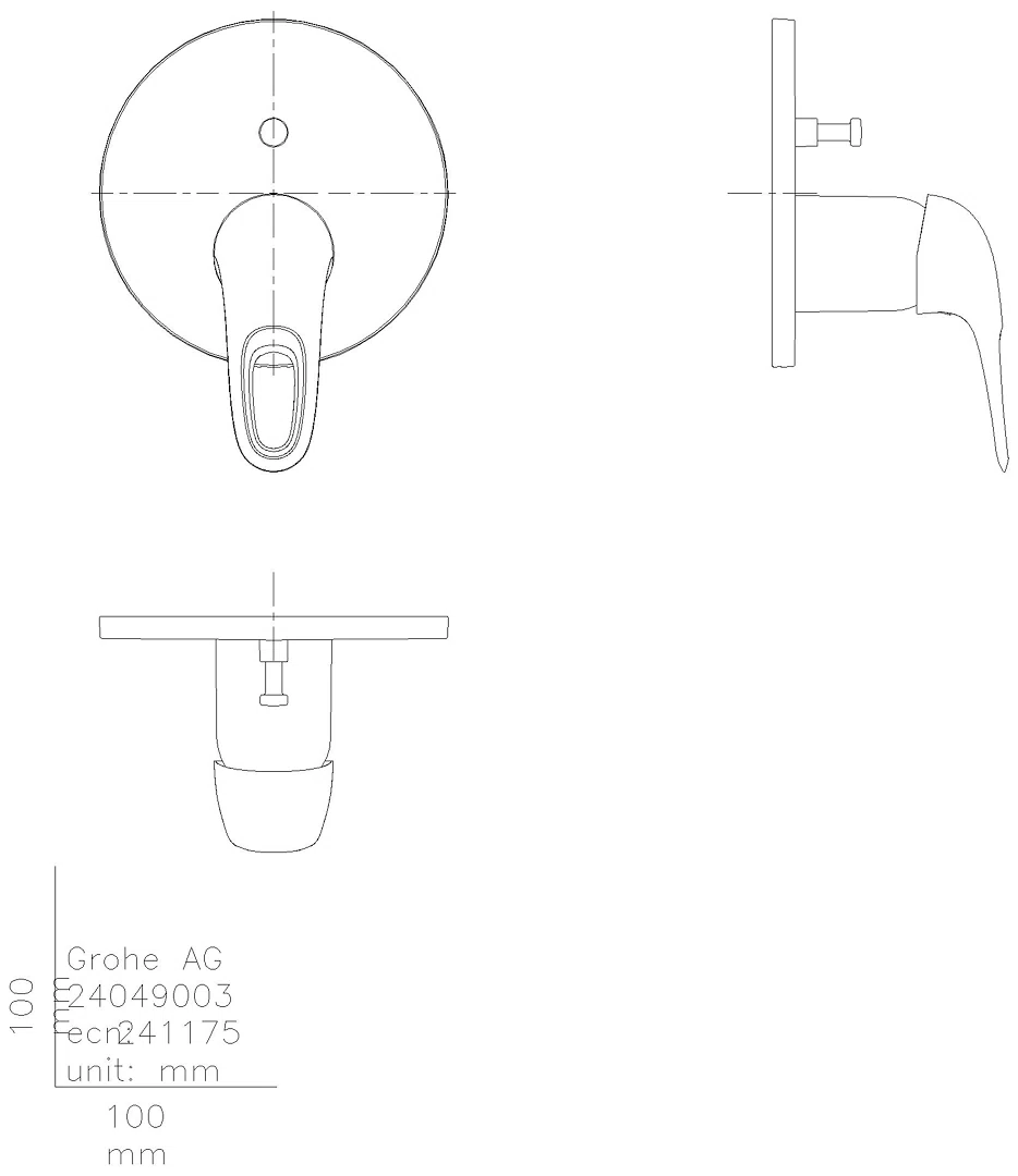 GROHE EH-Wannenbatt. Eurostyle 24049_3 FMS für 35604 Hebel offen chrom