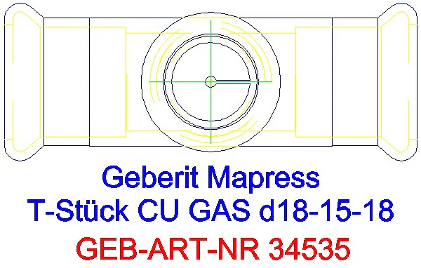 GE Mapress Kupfer T-Stück reduziert (Gas) d18-15-18_34535_G