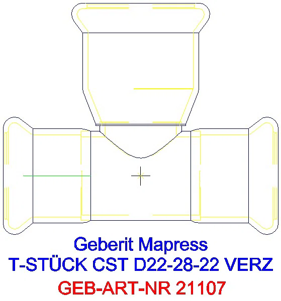 GE Mapress C-Stahl T-Stück reduziert d22-28-22 verzinkt_21107_A