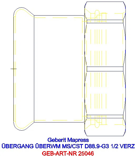 GE Mapress C-Stahl Übergang mit Überwurfmutter d88,9-G3 1/2 verzinkt_25046_G