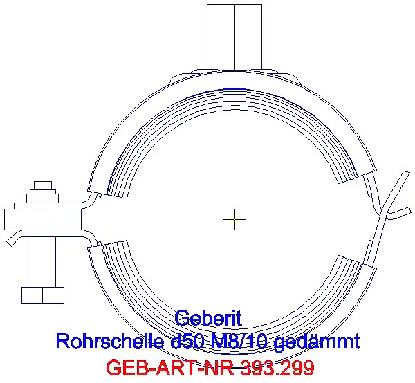 GE Rohrschelle d50 gedämmt mit Gewindemuffe M8 / M10_393.299.26.1_A