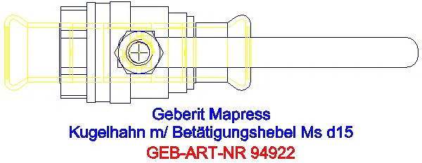 GE Mapress Kugelhahn mit Betätigungshebel Ms d15_94922_G