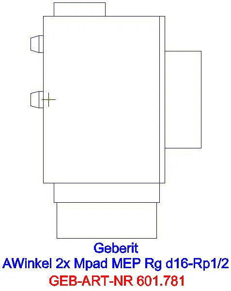 GE Mepla Anschlusswinkel 90Gr vormont. zweifach Rg d16-Rp1/2_601.781.00.5_L