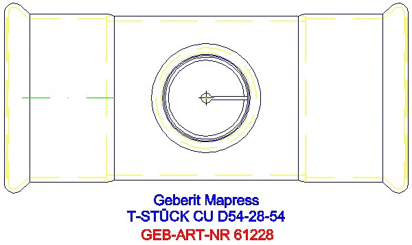 GE Mapress Kupfer T-Stück reduziert d54-28-54_61228_G