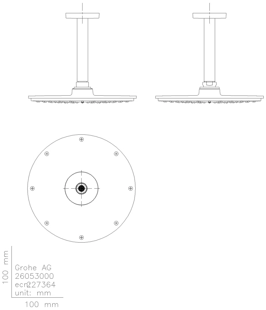 GROHE Kopfbrauseset Rainshower C 210 26063 Deckenauslass 142mm 8,5l/min chrom