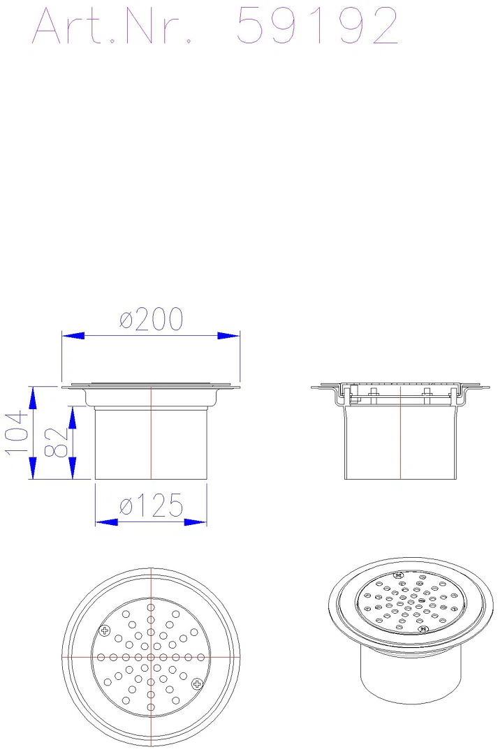 KESSEL-Aufsatzstück Ferrofix Sys 125, für PVC-Beläge, Lochrost, L 15