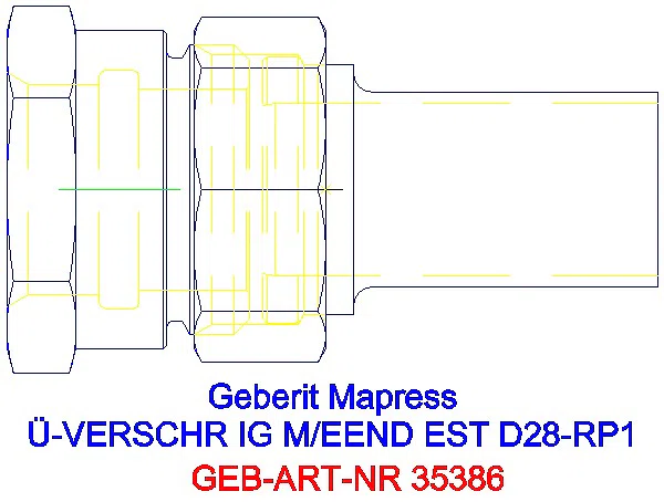 GE Mapress Edelstahl Übergangsverschr. mit IG und Einschubende d28-Rp1_35386_A