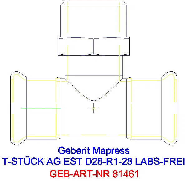 GE Mapress Edelstahl T-Stück mit AG (LABS-frei) d28-R1-28_81461_A