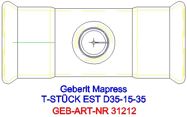 GE Mapress Edelstahl T-Stück reduziert d35-15-35_31212_G