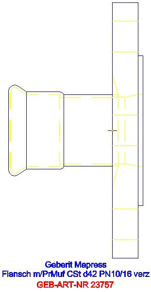 GE Mapress C-Stahl Flansch PN 10/16 mit Pressmuffe d42_23757_A