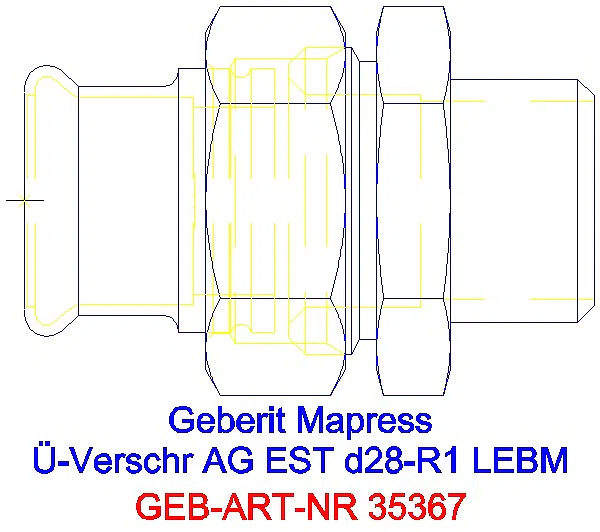 GE Mapress Edelstahl Übergangsverschr. mit AG ÜM aus ESt d28-R1_35367_A