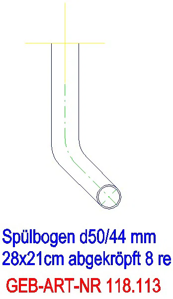 GE Spülbogen 90Gr 28x21 cm rechts gekröpft 8 cm weiß-alpin d50/44_118.113.11.1_A
