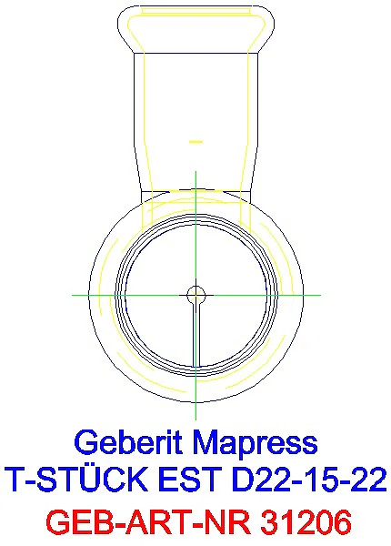 GE Mapress Edelstahl T-Stück reduziert d22-15-22_31206_L