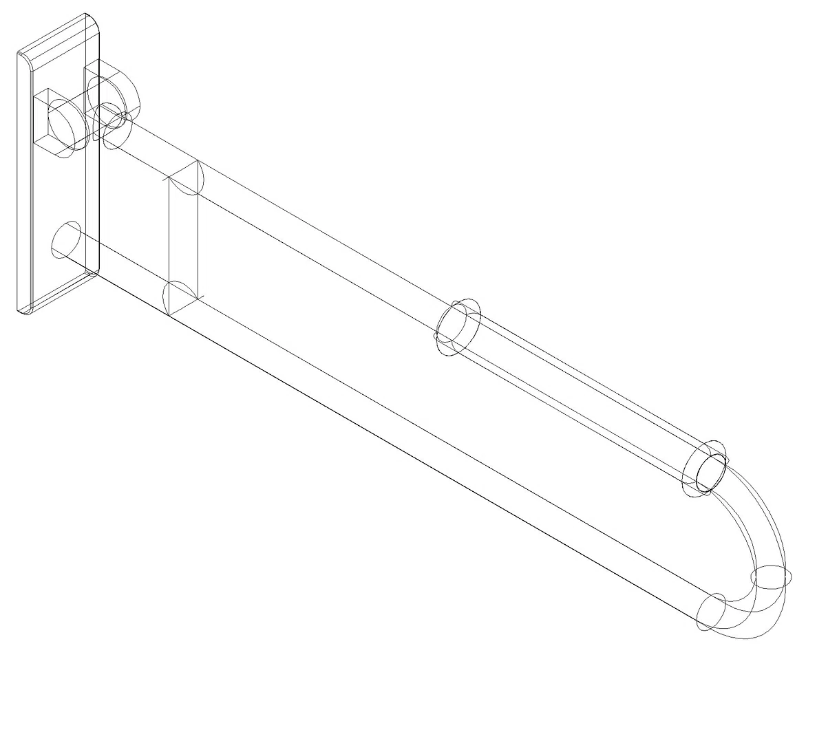 HEWI Stützklappgriff drehb. Ser 801, L:850mm, mit Armpolster signalweiß