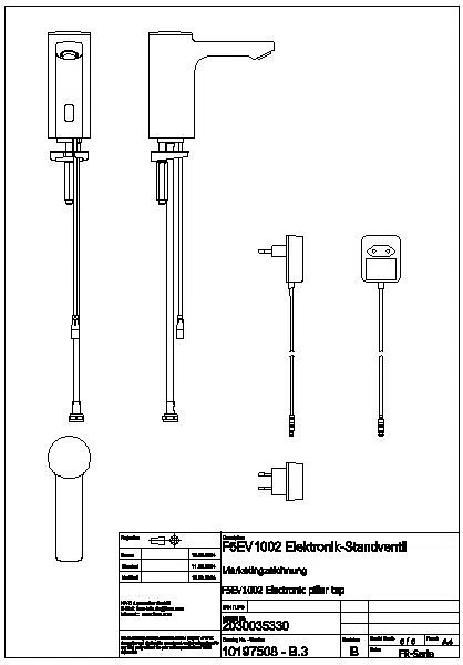 Standventil, F5, elek., o. Mischung, 5l, Steckernetzteil 230 VAC, F5EV1002