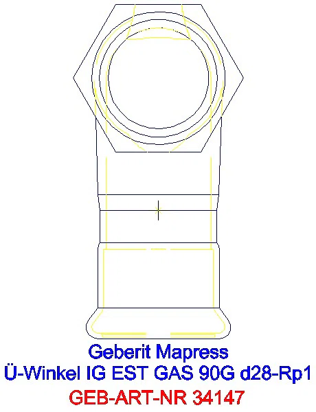 GE Mapress Edelstahl Übergangswinkel 90Gr mit IG (Gas) d28-Rp1_34147_L