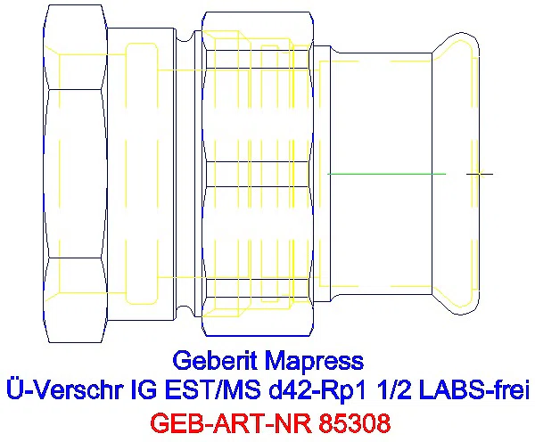 GE Mapress Edelstahl Übergangsverschr. mit IG (LABS-frei) d42-Rp1 1/2_85308_A