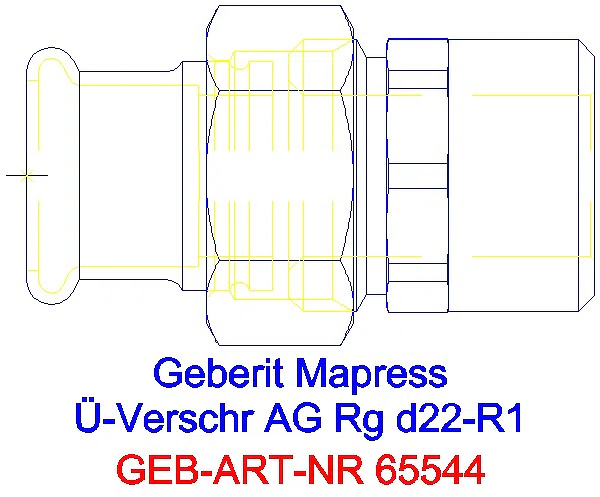 GE Mapress Kupfer Übergangsverschraubung mit AG Rg d22-R1_65544_A
