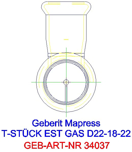 GE Mapress Edelstahl T-Stück reduziert (Gas) d22-18-22_34037_L