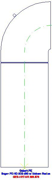 GE PE Bogen 90Gr mit langem Schenkel und kleinem Radius d90_366.876.16.1_L