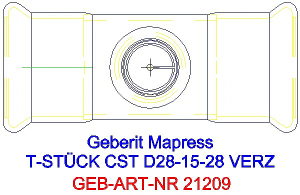 GE Mapress C-Stahl T-Stück reduziert d28-15-28 verzinkt_21209_G