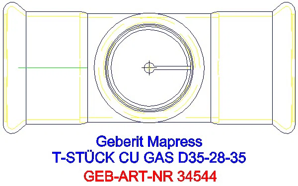GE Mapress Kupfer T-Stück reduziert (Gas) d35-28-35_34544_G