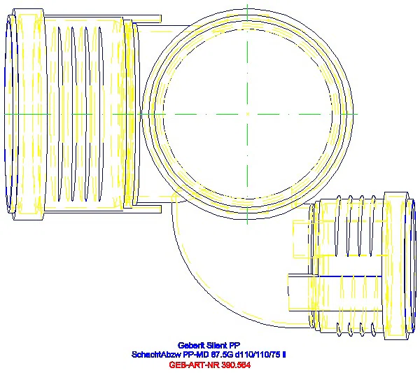 GE Silent-PP Schachtbogenabzweig 87,5Gr links d110/75/110_390.564.14.1_G