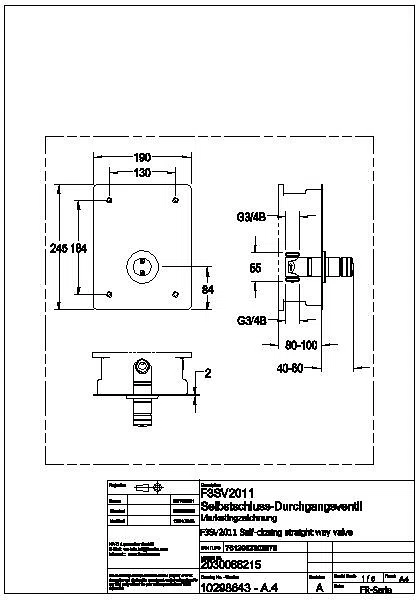 Dg-Ventil, F3, hydr., o. Mischung, Unterputz, Fertigbauset, Spez.-Schr., F3SV2011
