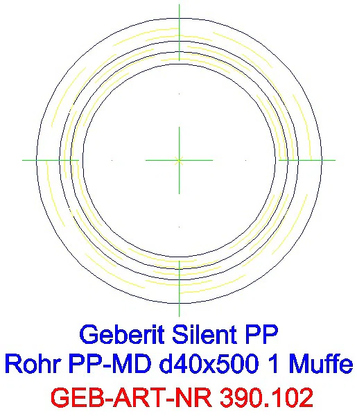 GE Silent-PP Rohr mit Muffe d40x2 L:50cm_390.102.14.1_G