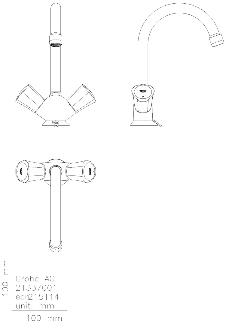 GROHE WT-Einlochbatterie Costa 21337_1 Schwenkauslauf versenkbare Kette chrom