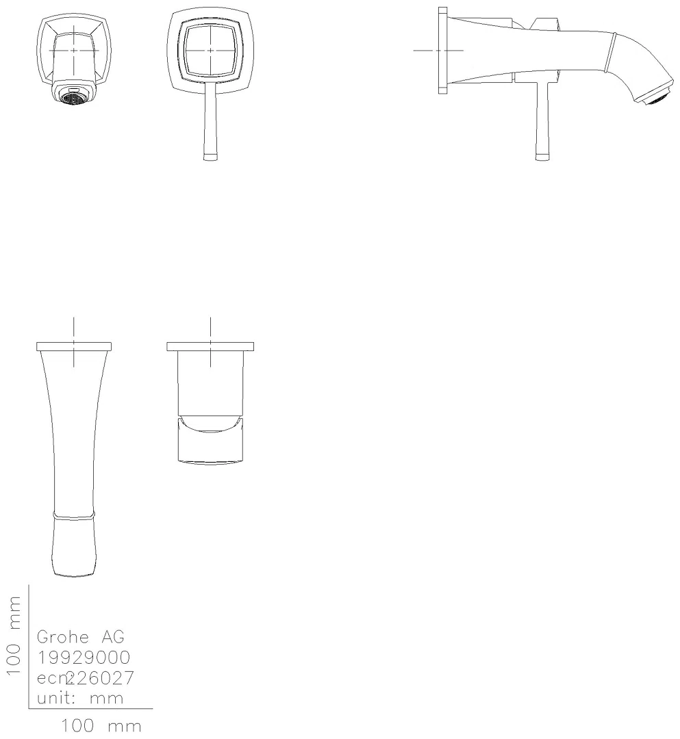 GROHE 2-Loch-WT-Batterie Grandera 29416 Wandmontage Fertigmontageset chrom/gold
