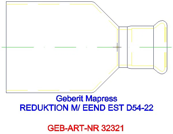 GE Mapress Edelstahl Reduktion mit Einschubende d54-22_32321_L