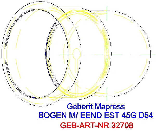 GE Mapress Edelstahl Bogen 45Gr d54 mit Einschubende_32708_G