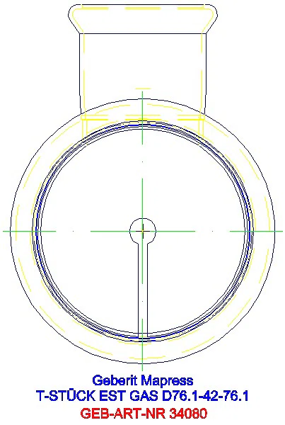 GE Mapress Edelstahl T-Stück reduziert (Gas) d76,1-42-76,1_34080_L