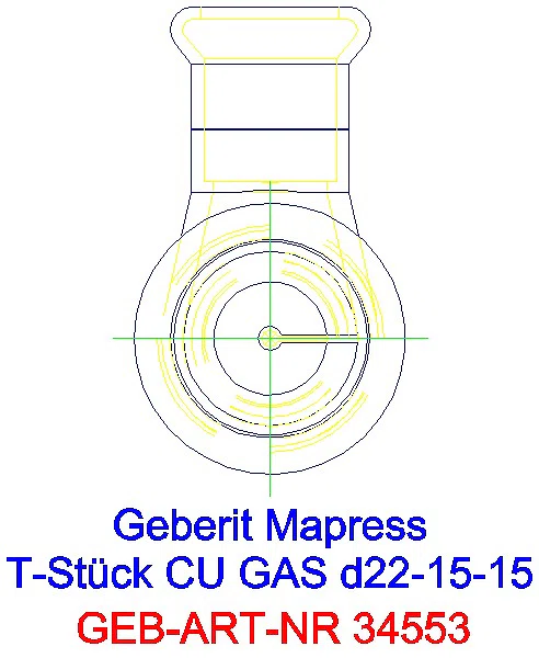 GE Mapress Kupfer T-Stück reduziert (Gas) d22-15-15_34553_L
