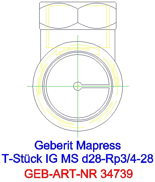 GE Mapress Kupfer T-Stück mit IG Gas d28-Rp3/4-28_34739_L