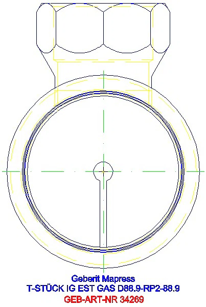 GE Mapress Edelstahl T-Stück mit IG (Gas) d88.9-Rp2-88.9_34269_L