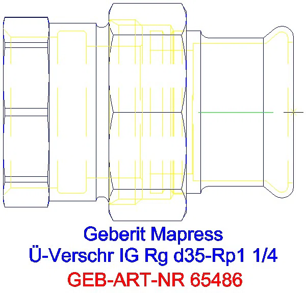 GE Mapress Kupfer Übergangsverschraubung mit IG Rg d35-Rp1 1/4_65486_G
