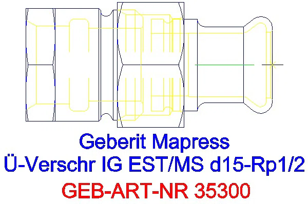GE Mapress Edelstahl Übergangsverschr. mit IG d15-Rp1/2_35300_G