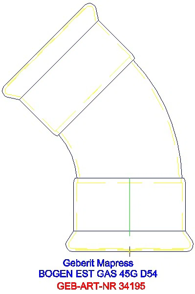 GE Mapress Edelstahl Bogen 45Gr d54 (Gas)_34195_A