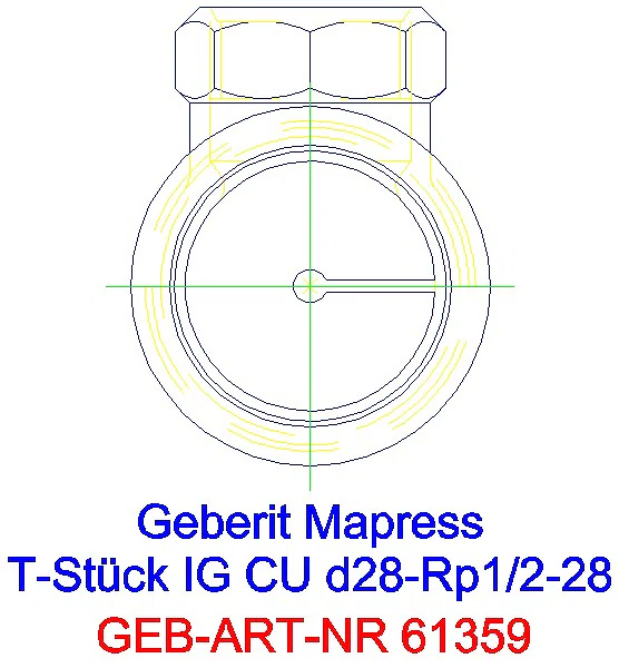 GE Mapress Kupfer T-Stück mit IG d28-Rp1/2-28_61359_L