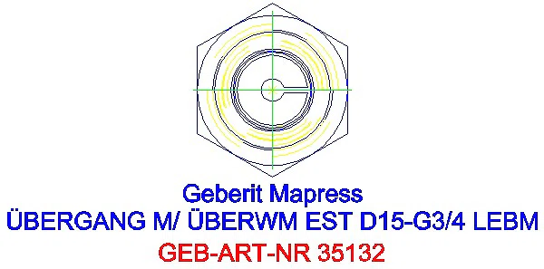 GE Mapress Edelstahl Übergang mit mit Überwurfmutter ESt d15-G3/4_35132_L