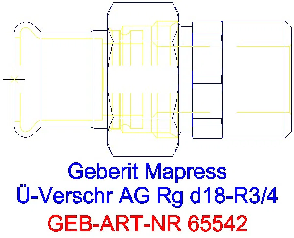 GE Mapress Kupfer Übergangsverschraubung mit AG Rg d18-R3/4_65542_A