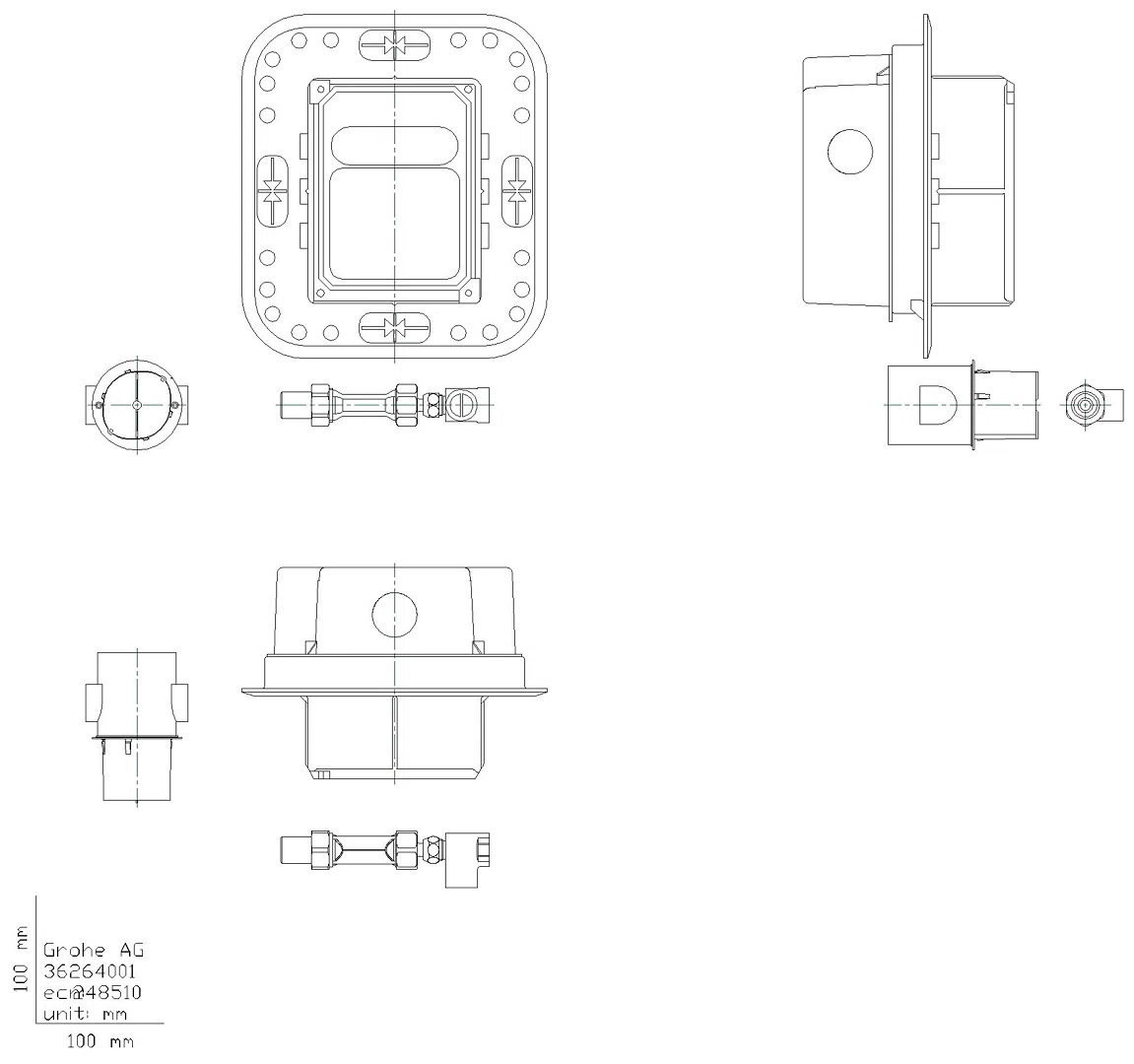 GROHE UP-Einbaukasten 36264_1 für vorgemischtes/Kaltwasser für WT-IR-FMS