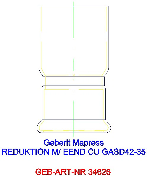 GE Mapress Kupfer Reduktion mit Einschubende (Gas blau) d42-28_34626_G
