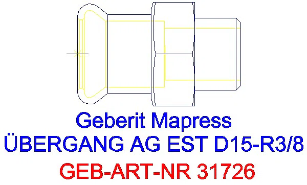 GE Mapress Edelstahl Übergang mit AG d15-R3/8_31726_A
